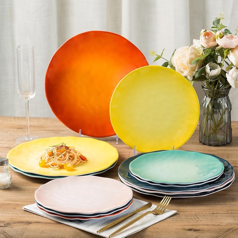 Topmela Melamine Dinner Plate Plastic Bread Butter Plates Set of 6 Pcs 11 inch Lightweight Shatter Proof Chip Resistant Dishwasher Safe Multicolor - Image 1