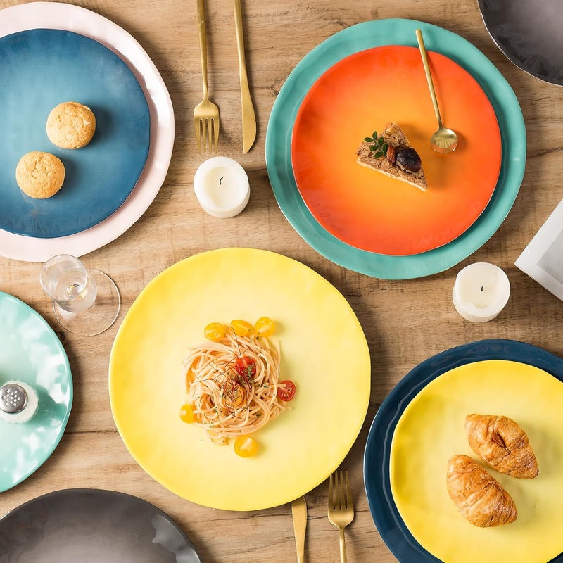 Topmela Melamine Dinner Plate Plastic Bread Butter Plates Set of 6 Pcs 11 inch Lightweight Shatter Proof Chip Resistant Dishwasher Safe Multicolor - Image 4