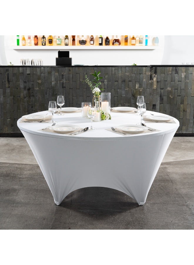 Restaurantware أغطية طاولات تيك 72 × 30 بوصة للطاولات المستديرة، 1 غطاء طاولة من سباندكس قابل للغسل - خالي من التجاعيد، متين، أغطية طاولة بيضاء من بوليستر، للحفلات، الولائم، أو حفلات الزفاف - Image 5