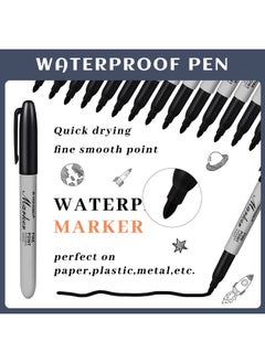 Yahenda 150 Pack Permanent Markers Bulk Permanent Marker Set Fine Point Marker Pens Work On Wood, Metal, Stone, Glass Waterproof Quick Drying For Home Office Supplies(Black)  - Image 3