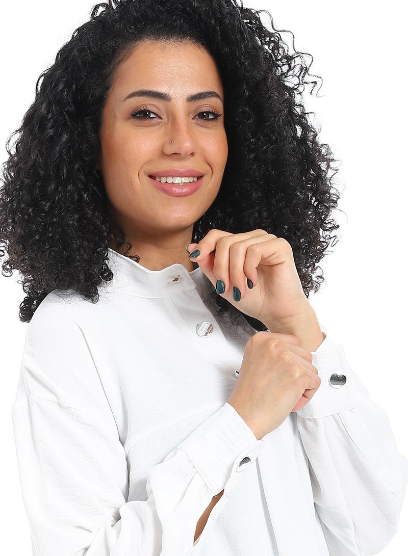 Caesar Women's long-sleeved, half-neck, button-down blouse - Image 4