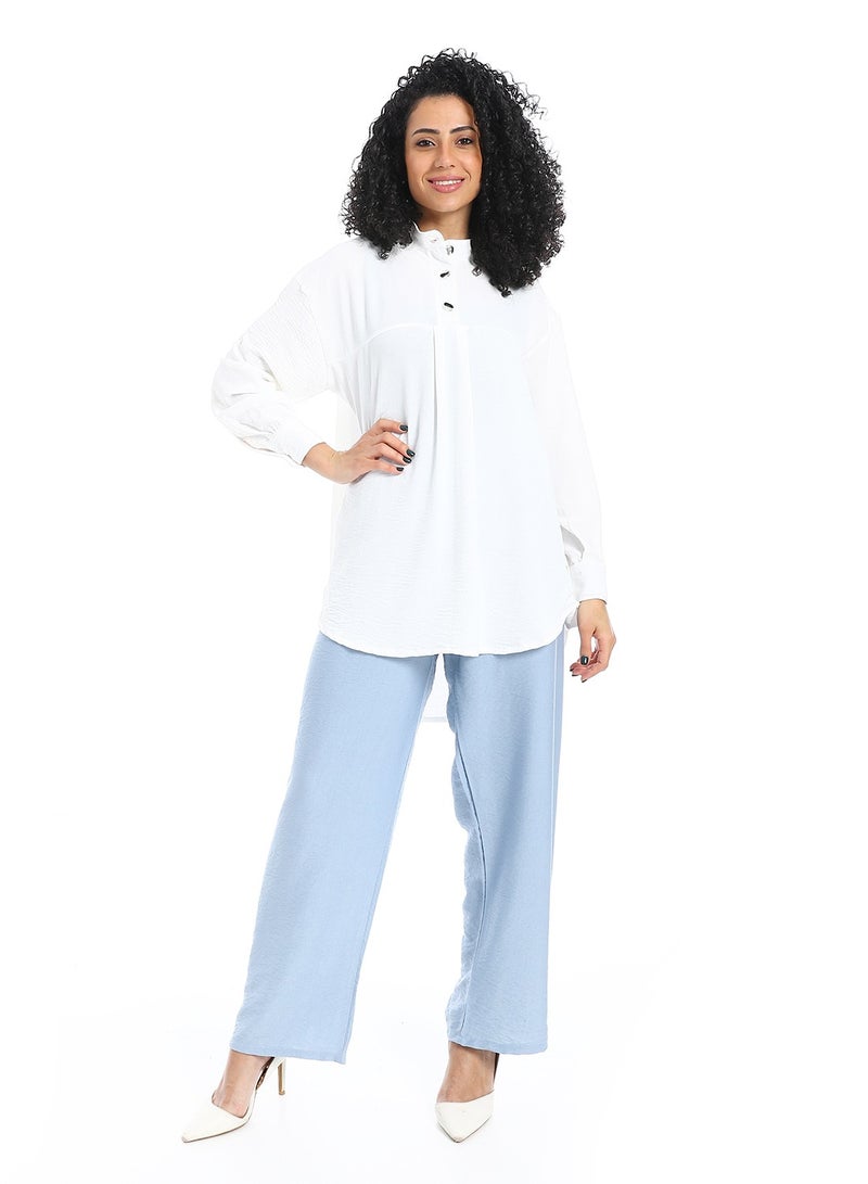 Caesar Women's long-sleeved, half-neck, button-down blouse - Image 1