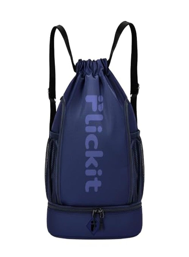 FLICKIT Pro Drawstring Sports Backpack with Shoe Compartment | Waterproof Gym & Football Bag | Mesh Side Pockets | Dual Zip Storage - Image 1