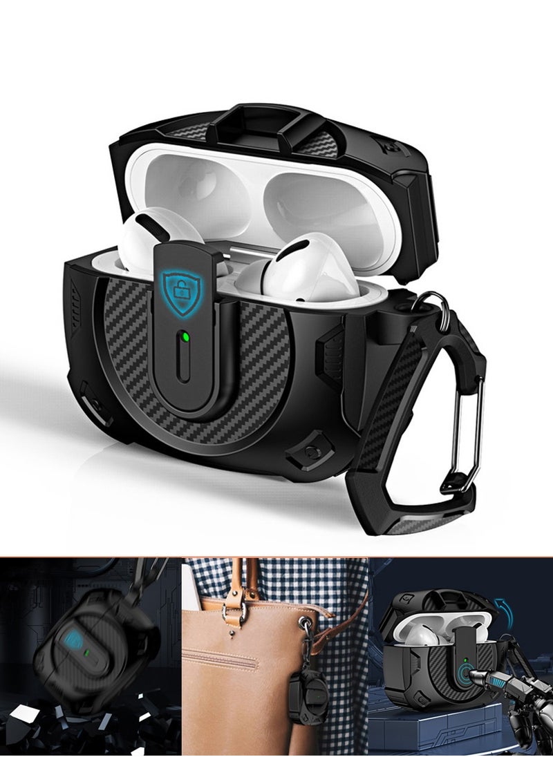 Generic - Airpods 4 Case, Automatic Security Lock Protective Case Airpods 4th Gen 2024 Black Visible on the Front, Airpods 4 Case with Lock Attachment for Airpods 4 Shock Resistant Case with Carabiner - Image 1