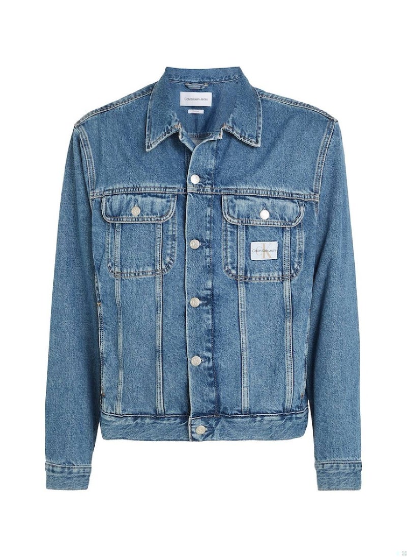 Calvin Klein Jeans - Calvin Klein Jeans Men's Jackets - Straight fit - Outwear - Cotton, Denim , Blue - Image 1