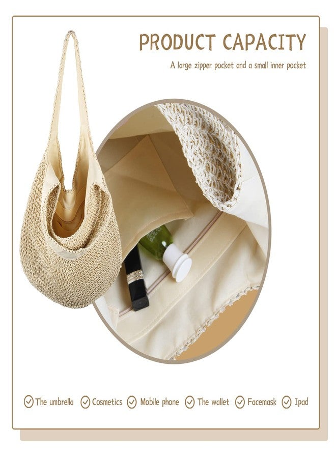 KUANG! Women Large Straw Rattan Beach Tote Bag Hobo HandBags Handle Summer Handwoven Straw Purse - Image 5