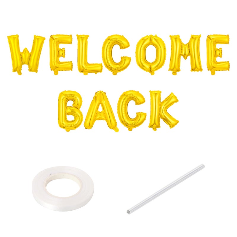 Ysqool Welcome Back Balloons Banner 16 Inch Gold Foil Mylar Balloons Welcome Back Office and Home Back to School Party Supplies for First Day of School HomecomingClassroomHome Decorations - Image 2