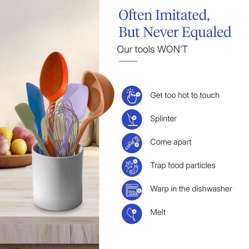 GIR: Get It Right 10-Piece Silicone Ultimate Kitchen Utensil Set â€“ Spatulas, Ladle, Flip, Spoons, Whisk, Peeler & Spoonula â€“ Nonstick, Non-Toxic, Heat-Resistant â€“ Mediterranean - Image 5