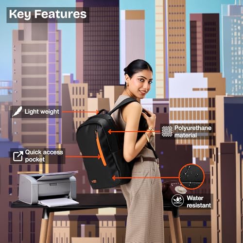Nasher Miles Tribeca Premium Polyurethane Laptop Backpack 17L | Ideal for College, School, Office, Travel | Men, Women, Boys, Girls (Black) - Image 2
