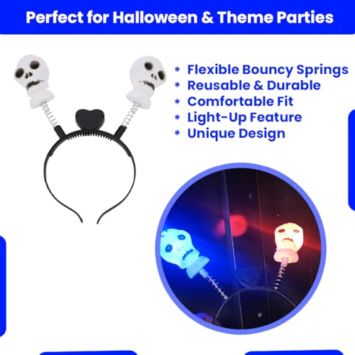 Wanna Party Light-Up Skull Hair Bands Glowing Gothic Headpiece Halloween Costume Hair for Halloween Accessories - Image 3