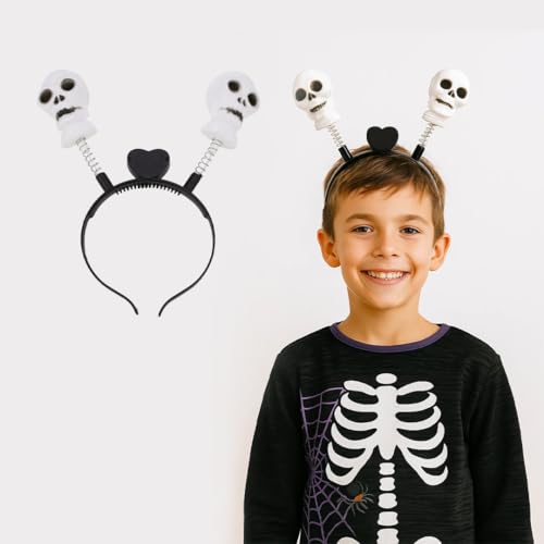Wanna Party Light-Up Skull Hair Bands Glowing Gothic Headpiece Halloween Costume Hair for Halloween Accessories - Image 1