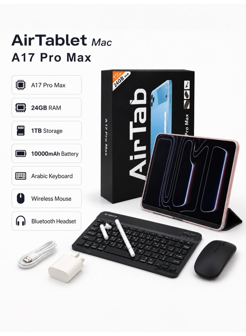 AIR TAB A17 Pro Max 10.1-Inch FHD Kids Tablet with Arabic Keyboard, Wireless Mouse, Stylus, Bluetooth Headset, Case and Charger - Image 2