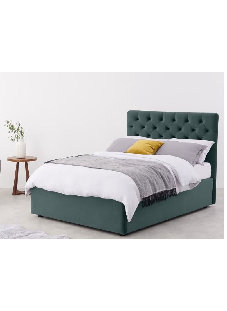 Modern Button Tufted Bed Green 100Cm  - Image 1
