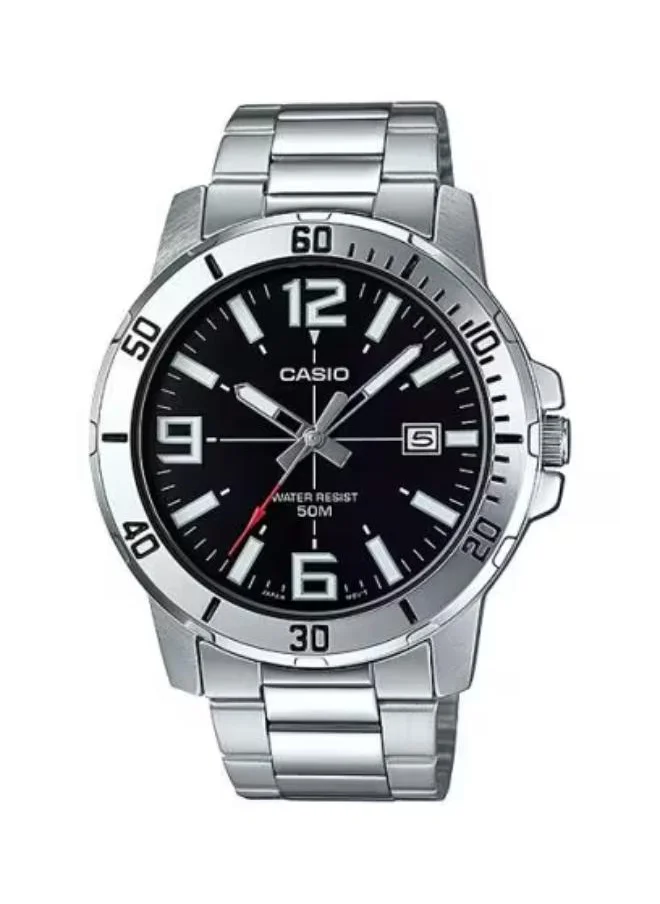 CASIO Men's Analog Display Watch With Silver Stainless Steel Strap - MTP-VD01D-1B