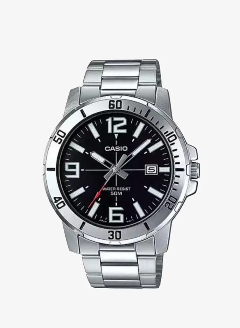 Casio Men's Analog Display Watch With Silver Stainless Steel Strap - MTP-VD01D-1B