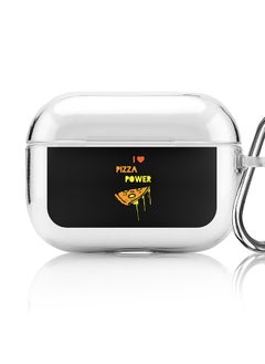 Stylizedd Classic Clear printed Case for Apple AirPods Pro 2nd Generation Thin Transparent Cover [Designed for Apple AirPods Pro 2nd Generation] - I love Pizza (Black)  - Image 1