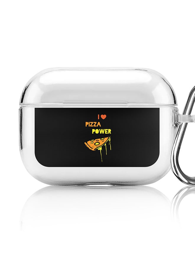 Stylizedd Classic Clear printed Case for Apple AirPods Pro 2nd Generation Thin Transparent Cover [Designed for Apple AirPods Pro 2nd Generation] - I love Pizza (Black)  - Image 1