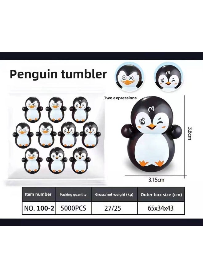 TikTok Same Cartoon Mini Tiger Year Of The Tiger Blue Fat Man Tumbler Toy Children's Educational Desktop Game Gift-Color:Black Penguin Tumbler  - Image 1