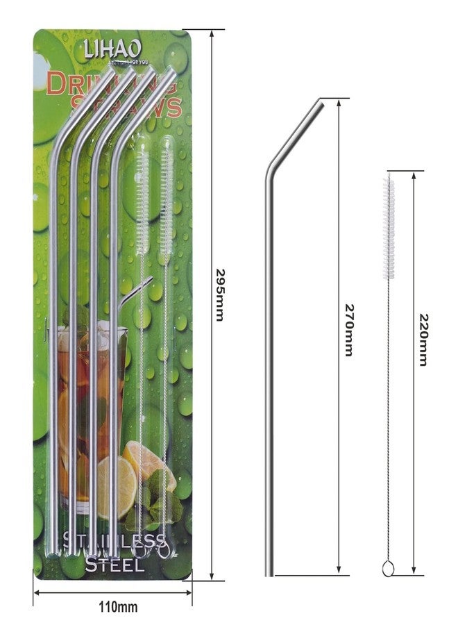 LIHAO 4 Extra Long Stainless Steel Straws for 30 OZ Tumbler + 2 Cleaning Brushes - Image 3