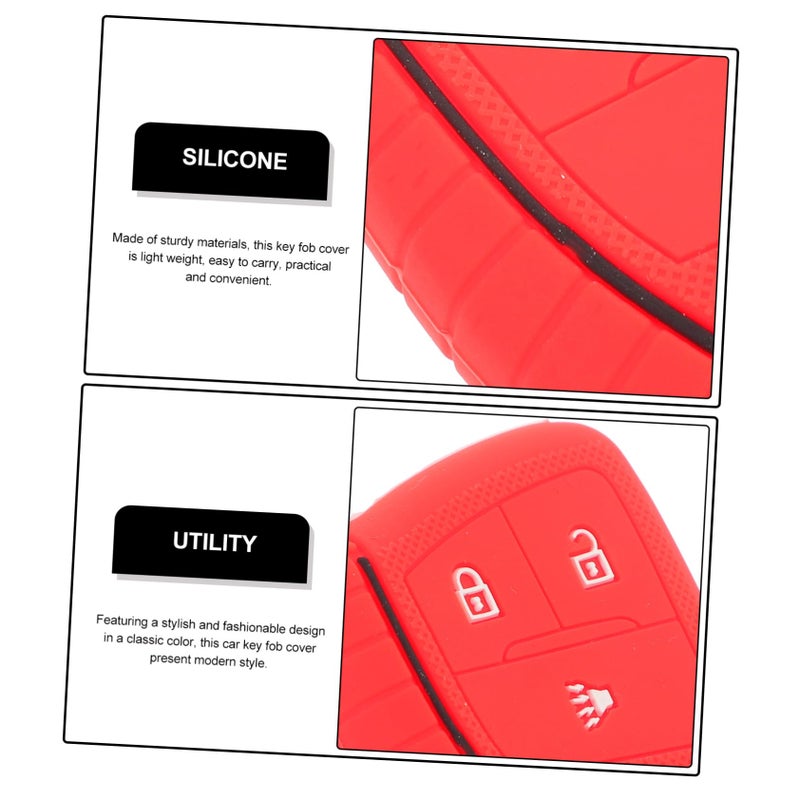Red Silicone Key Fob Cover Protective Case for SUV Car Keys Scratch Resistant Lightweight - Image 3