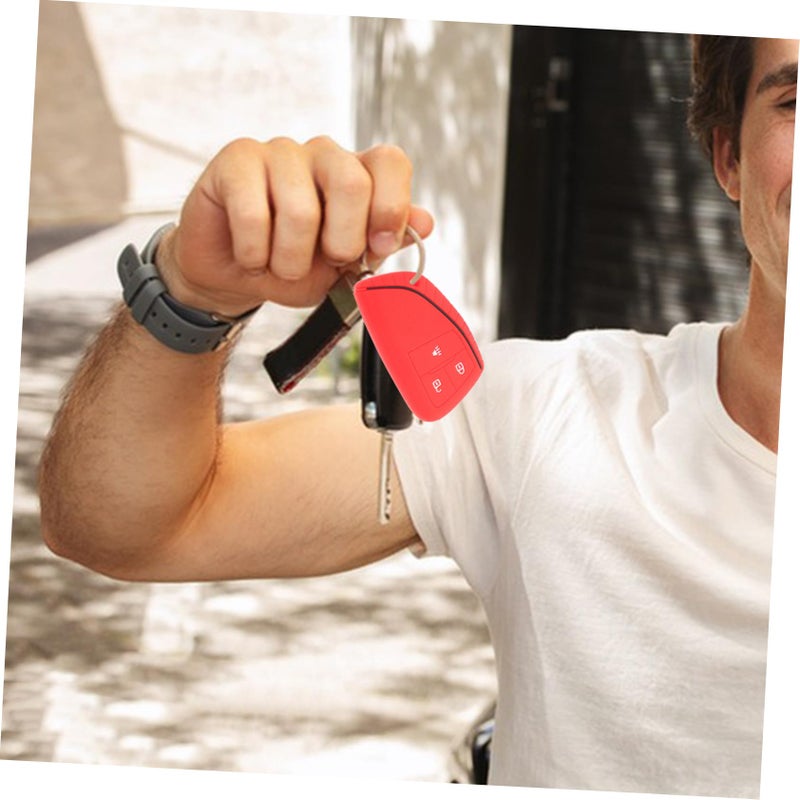 Red Silicone Key Fob Cover Protective Case for SUV Car Keys Scratch Resistant Lightweight - Image 4