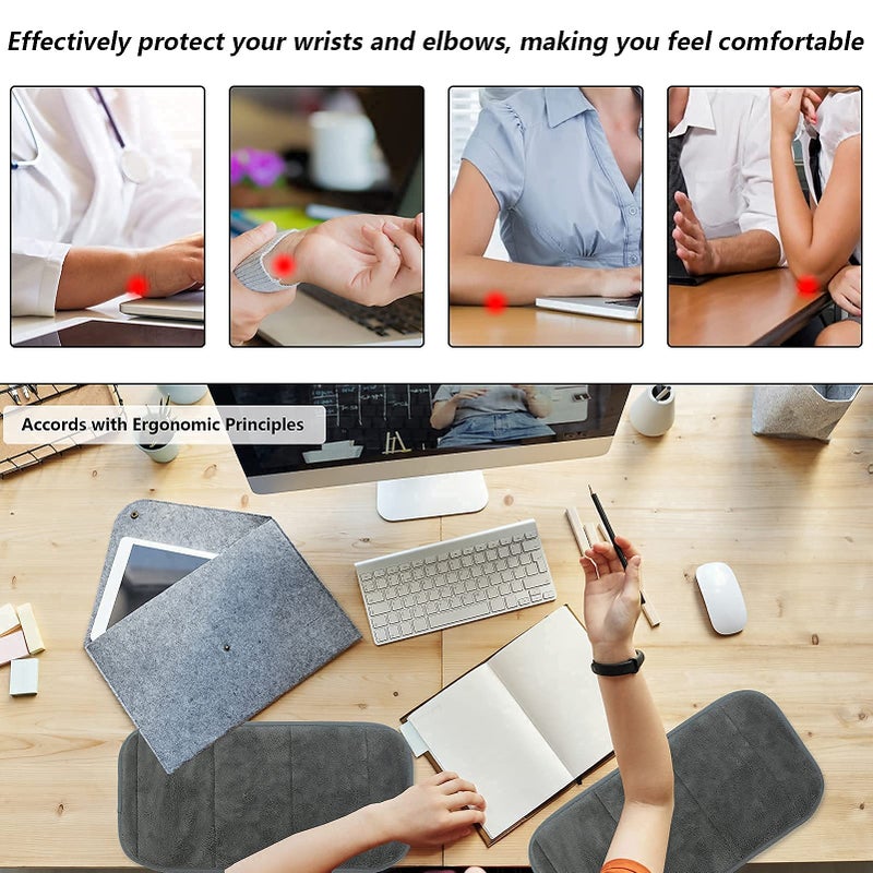 DILIBRA 2 Sets Upgrade Computer Wrist Elbow Pad, DILIBRA Portable Memory Foam Arm Wrist Rest Pillow, Soft and Anti-Slip Wrist Support Mat for Keyboard Desktop Office Gaming - Alleviate Elbow Pain - Image 5