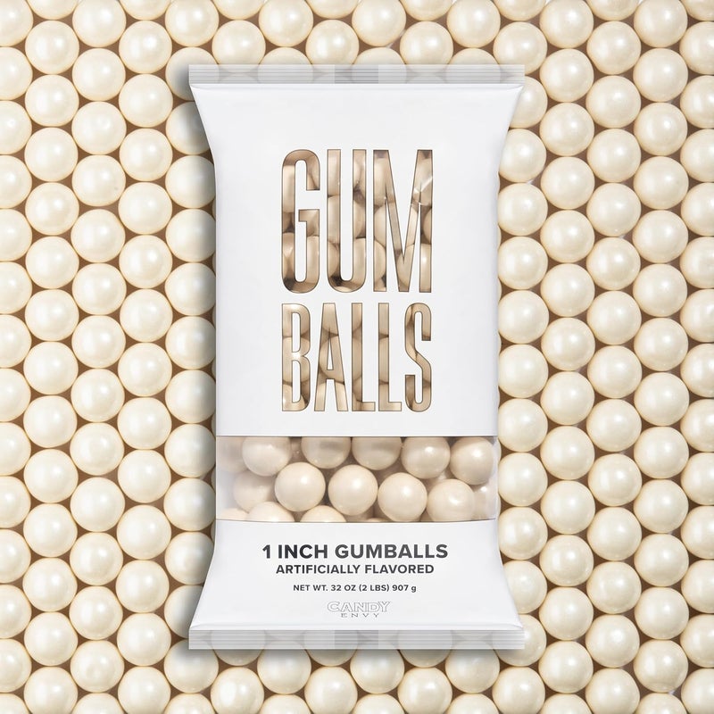 Candy Envy Shimmer White 1 Inch Gumballs - 2lb Bag with Approximately 113 Gumballs - Kosher Certified - Image 4