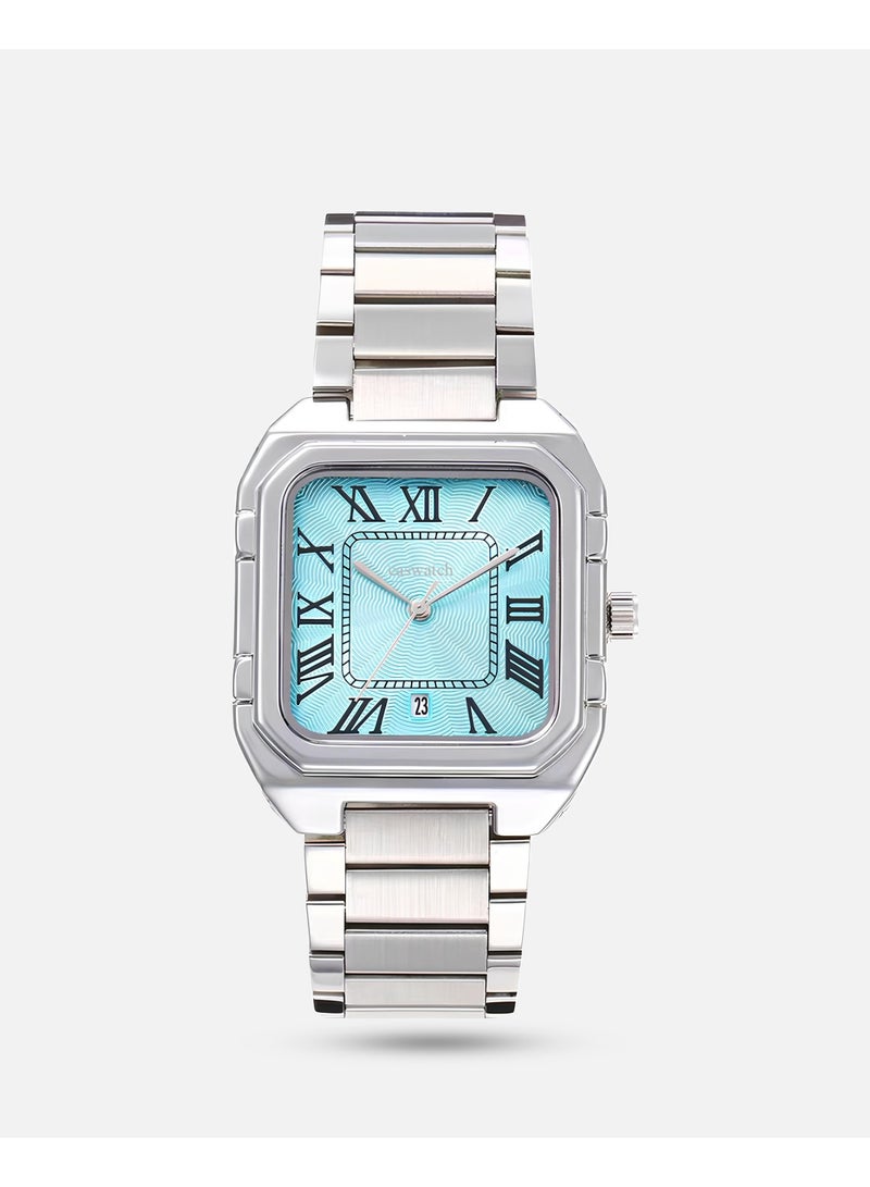 Luxury men's watch in silver with a Tiffany dial - Image 1