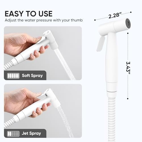 Arofa Matte White Bidet Sprayer for Toilet, Handheld Jet Sprayer Adjustable Water Pressure Muslim Shower with Bidet Hose, Bidets Faucet for Existing Toilets Cloth Diaper Spray for Baby/Feminine Wash - Image 4