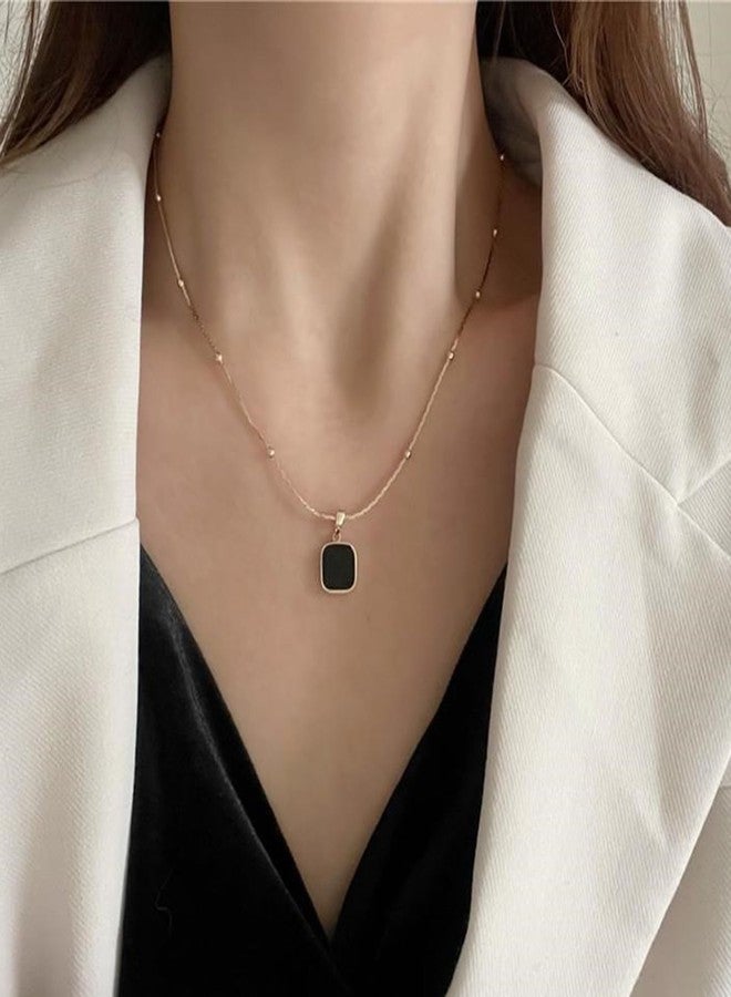 Peora Faux Onyx Studded Rose Gold Plated Pendant Chain Necklace Fashion Jewellery for Women & Girls - Image 2