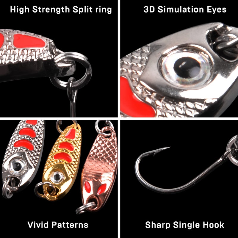 SILANON Trout Fishing Spoon Lure Set Single Hook Trout Lures Hard Metal Baits Mini Fishing Jig Spoon Lures for Perch Char Crappie - Image 2