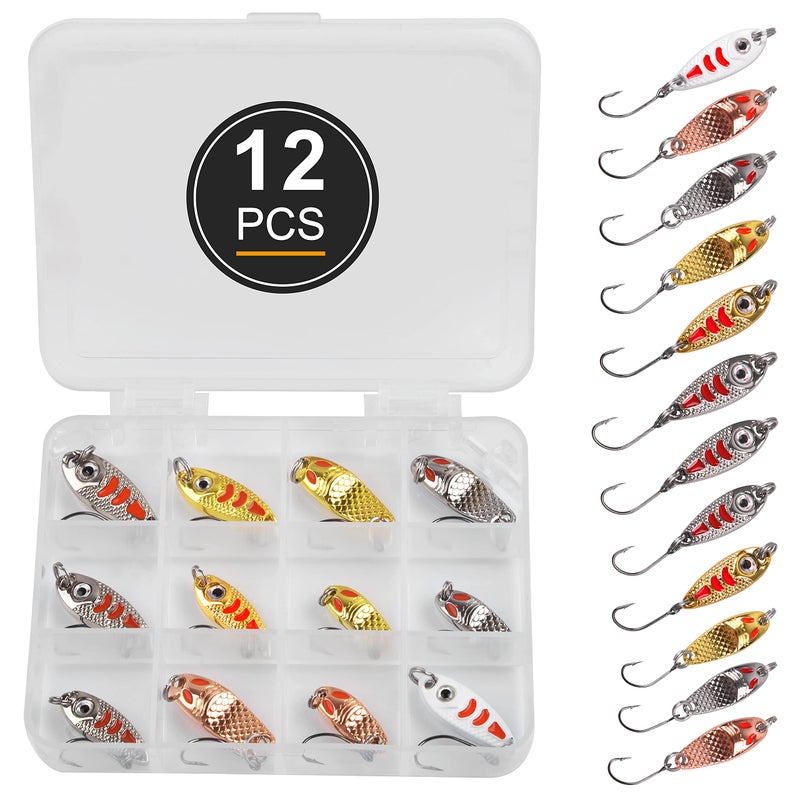 SILANON Trout Fishing Spoon Lure Set Single Hook Trout Lures Hard Metal Baits Mini Fishing Jig Spoon Lures for Perch Char Crappie - Image 5
