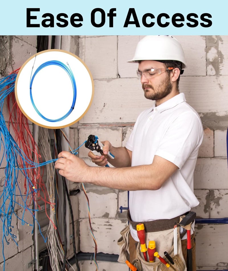 squishy 15M Wiring Spring, Blue Wire Puller for Electrician, Professional Wire Lead Threading Device Tool for Easy Cable Installation - Image 2