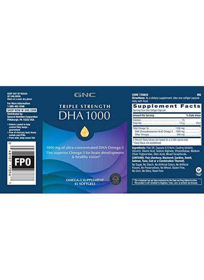 GNC Triple Strength DHA 1000, 45 Softgels, for Join, Skin, Eye, and Heart Health - pzsku/ZA81654A16A9A876BB4B4Z/45/_/1739864111/427daad3-4838-4567-9735-ae1e9ff87a72