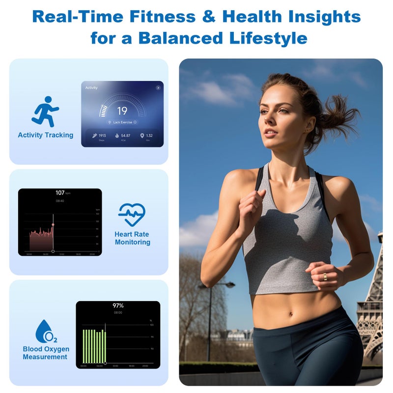 SEEKZERO Smart Ring for Women Men - Titanium Health Fitness Tracker Ring with Heart Rate, Step Counting, Calories, Sleep & Stress Monitor for iPhone and Android, No Subscription Fee (Rose Gold, 8) - Image 4