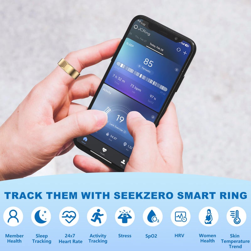 SEEKZERO Smart Ring for Women Men - Titanium Health Fitness Tracker Ring with Heart Rate, Step Counting, Calories, Sleep & Stress Monitor for iPhone and Android, No Subscription Fee (Rose Gold, 8) - Image 3