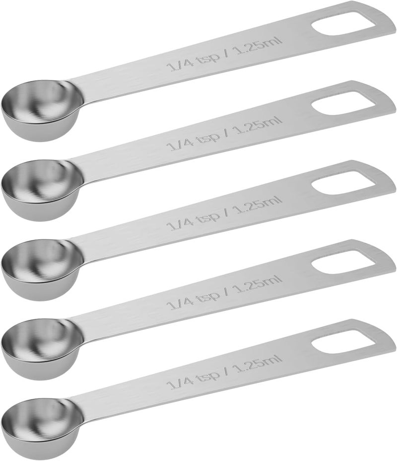 BERYLER 5PCS 1/4tsp (1.25ml) Single Measuring Spoon, Stainless Steel Individual Teaspoons Only - Image 1