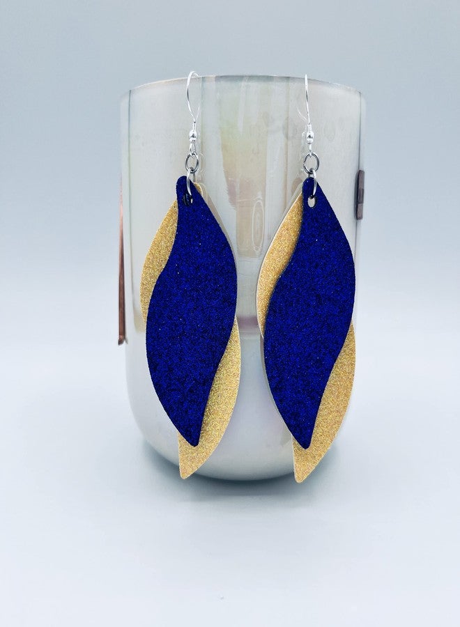 Mall of Style Blue & Yellow Earrings - Navy and Gold Jewelry - Navy Glitter Dangles (Royal Blue & Yellow) - Image 4
