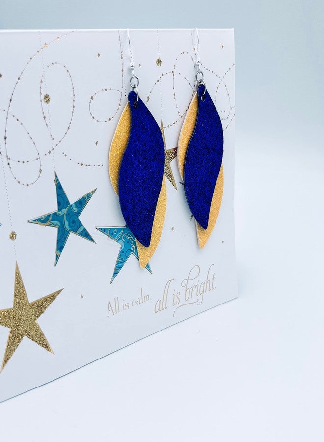Mall of Style Blue & Yellow Earrings - Navy and Gold Jewelry - Navy Glitter Dangles (Royal Blue & Yellow) - Image 5
