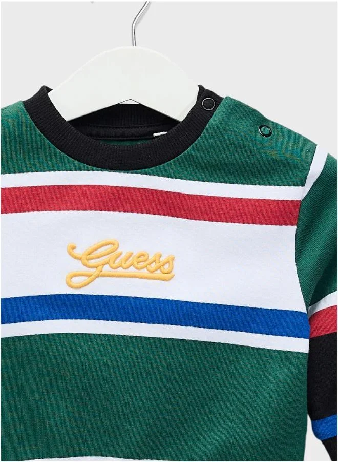 GUESS Stripe Crew Neck Active Sweatshirt
