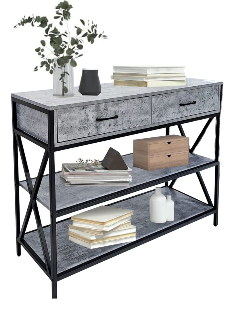 Living Console Table with Drawers And Storage Shelves, Narrow Long Sofa Entryway Table for Living Room, 120*40*85 cm - Image 1