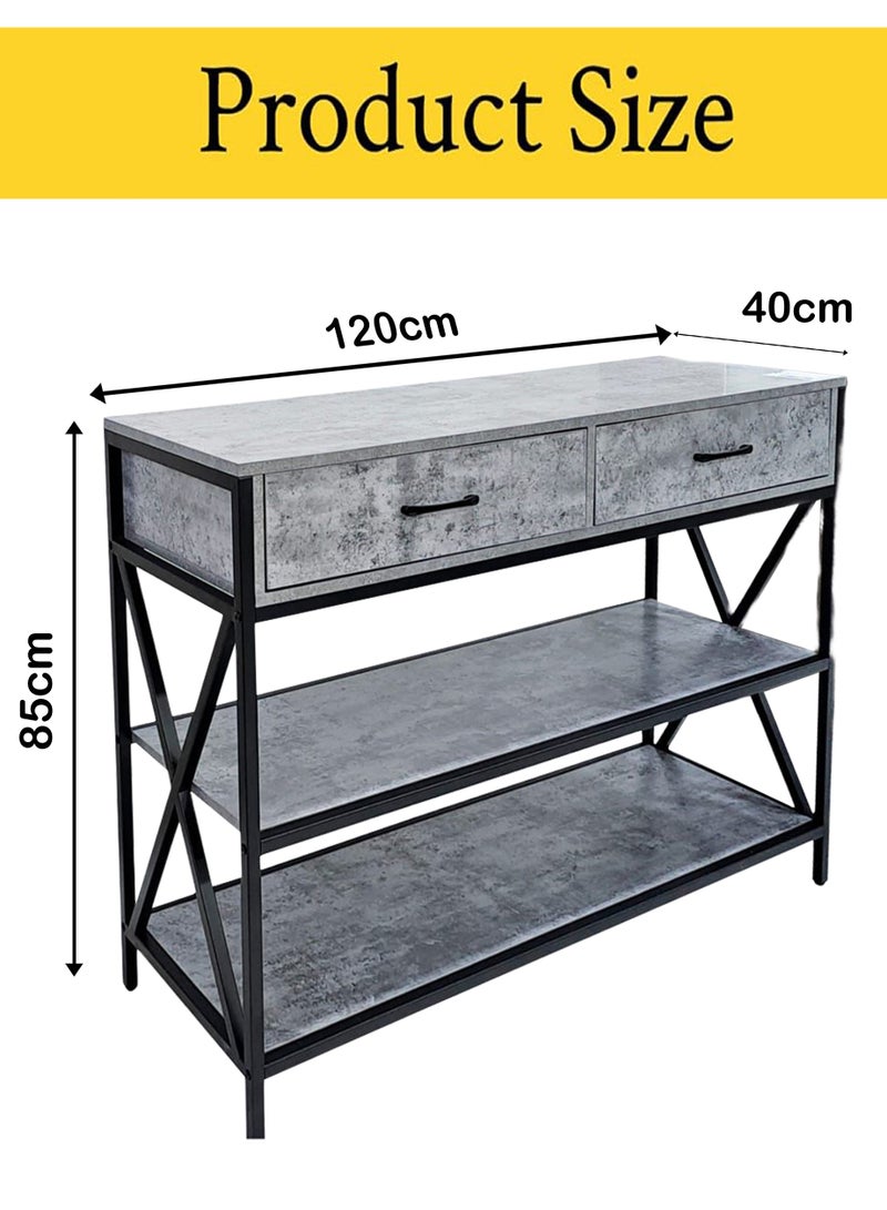 Living Console Table with Drawers And Storage Shelves, Narrow Long Sofa Entryway Table for Living Room, 120*40*85 cm - Image 3