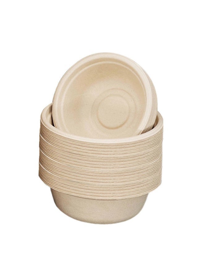 Plastic soup bowl with lid, small size, beige color, size 10 (50 pieces)