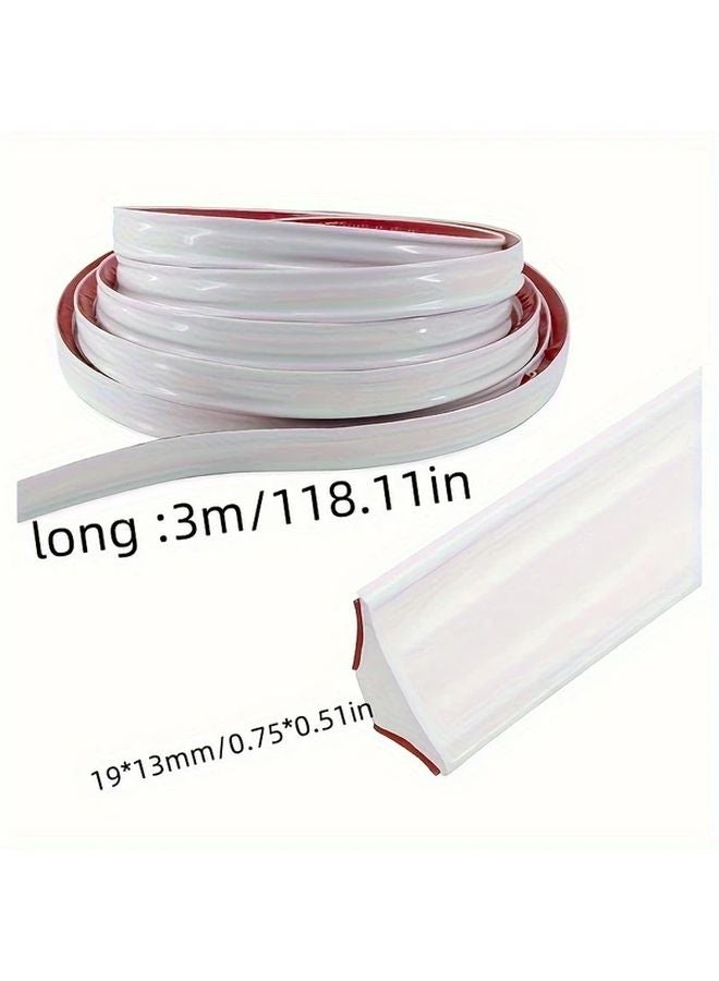 Self Adhesive PVC Corner Trim White 19x13mm 3m Wall Floor Edge Molding - Image 1