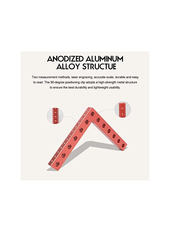 promass 90 Degree Positioning Clip, Square Aluminum Alloy Right Angle Clip Fixing Tool, Corner Clip Cabinet Clip Suitable for Woodworking, Project Lovers, Cabinet, Drawer, Photo Frame (2 Pcs) - Image 3