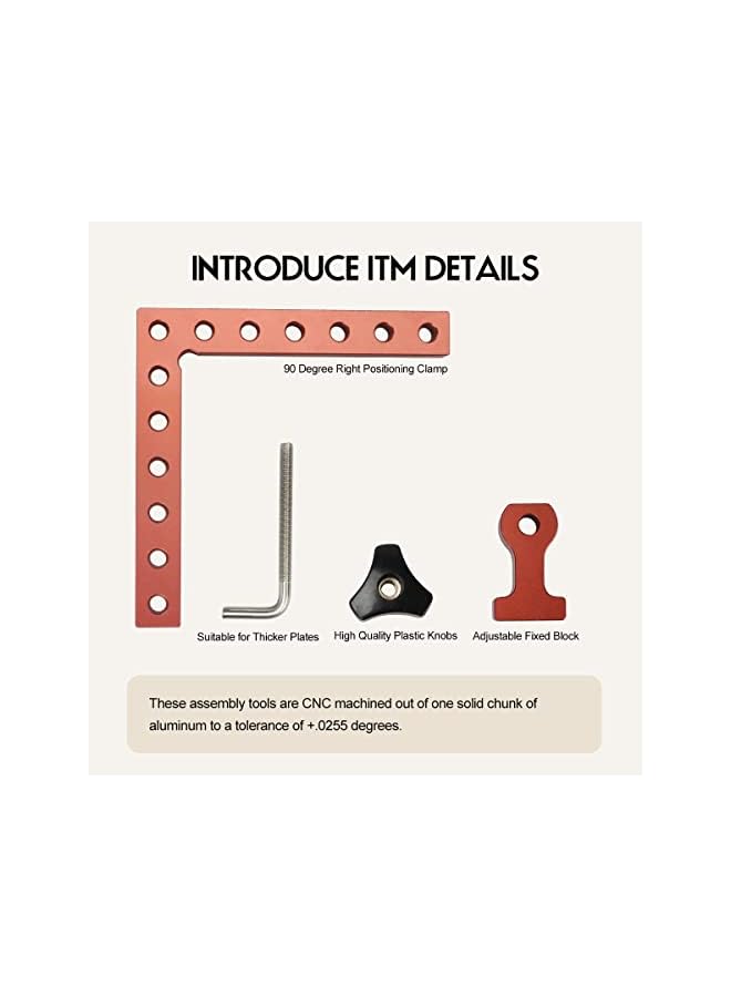 promass 90 Degree Positioning Clip, Square Aluminum Alloy Right Angle Clip Fixing Tool, Corner Clip Cabinet Clip Suitable for Woodworking, Project Lovers, Cabinet, Drawer, Photo Frame (2 Pcs) - Image 2