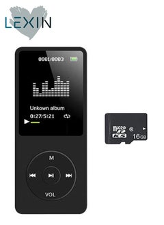 LEXIN MP3 Player 16GB with Portable HiFi Lossless Sound MP3 Mini Music Player Voice Recorder E-Book HD Screen 1.8 inch Black Support up to 128GB（Earphone not Included）  - Image 1