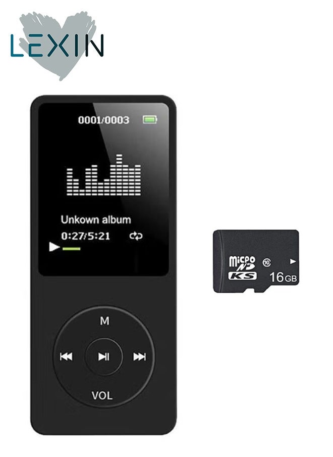 LEXIN MP3 Player 16GB with Portable HiFi Lossless Sound MP3 Mini Music Player Voice Recorder E-Book HD Screen 1.8 inch Black Support up to 128GB（Earphone not Included）  - Image 1