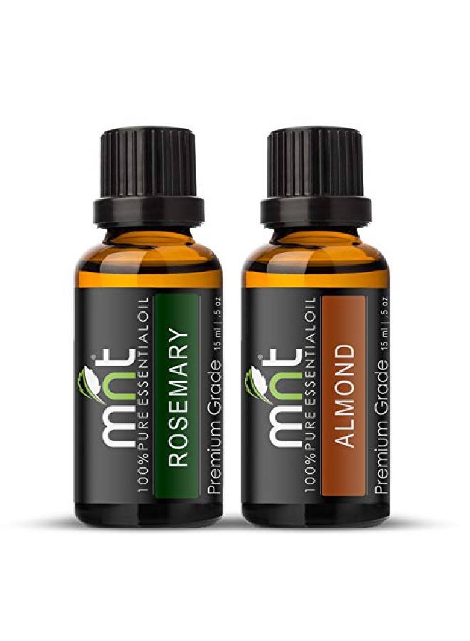 MNT Combo of Rosemary Oil and Almond Oil For Hair Growth Skin care (Each 15ML) 100% Pure l Oil - Image 2