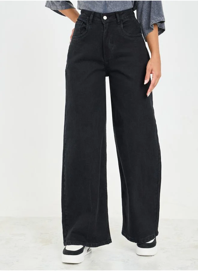 Styli High Waist Wide Leg Denim Jeans